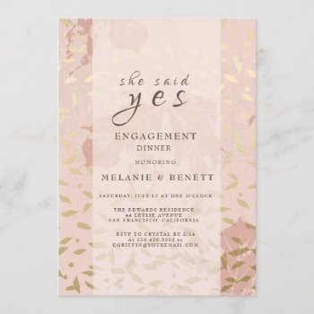 Rose Gold Botanical Engagement Dinner Invitation by SpiceTree_Weddings at Zazzle