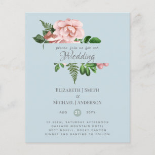 Rose Gold Botanical Floral Budget Wedding Invites