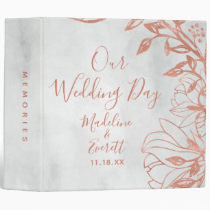 Rose Gold Botanical Floral Wedding Photo Album 3 Ring Binder