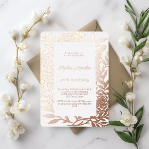 Rose gold botanical luxury birthday foil invitation