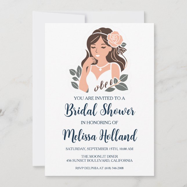 rose gold botanical modern bridal shower invitation (Front)