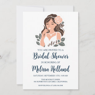 rose gold botanical modern bridal shower invitation