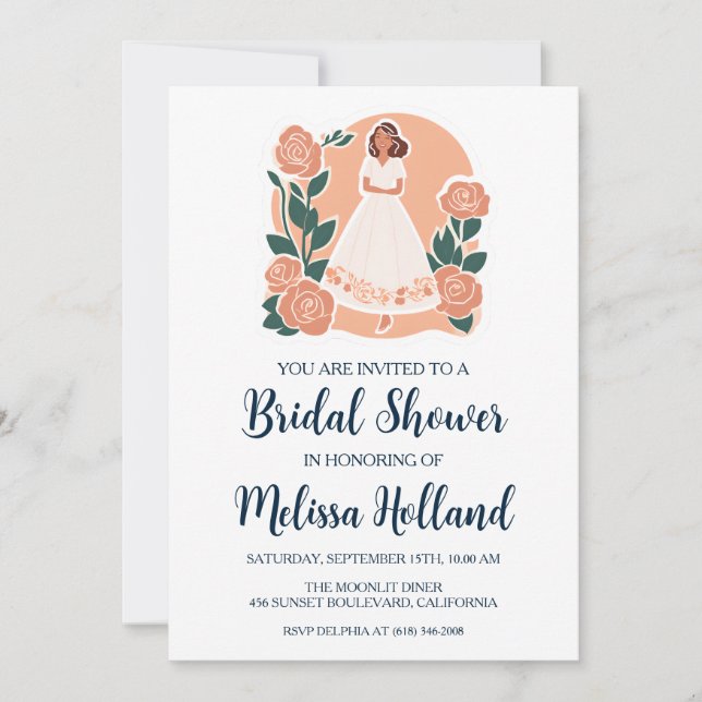 rose gold botanical modern bridal shower invitation (Front)