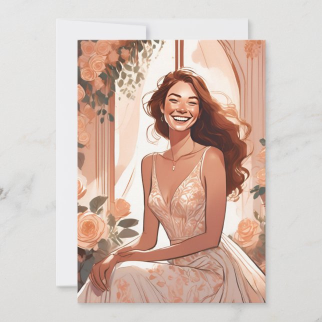 rose gold botanical modern bridal shower invitation (Front)
