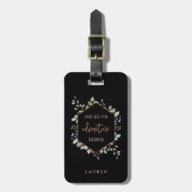Decorative luggage tag Quotes Decor Collection Happy Moments Work Success Leaves Falling Summertime Motivating Image Suitable for travel White Dimgray Green W2.7 x L4.6