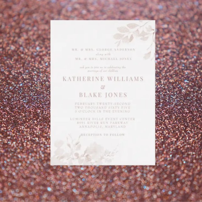 Rose Gold Both Parents Wedding Foil Invitation (Creator Uploaded)