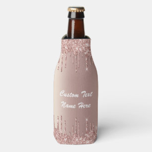 Rose Gold Bottle Cooler with Custom Text Name