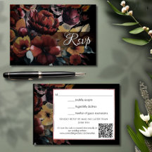 Rose Gold Bouquet RSVP QR Code Response Card