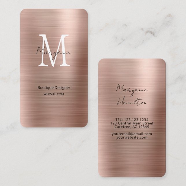 Rose Gold Boutique Modern Business Card (Front/Back)