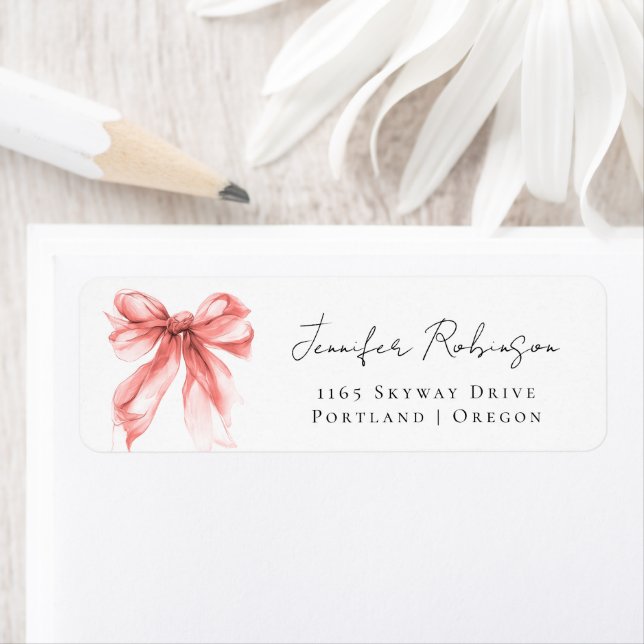 Rose Gold Bow Coquette Script Sweet 16 Party  Label (Insitu)