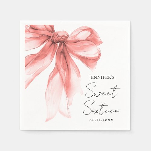 Rose Gold Bow Coquette Script Sweet 16 Party 