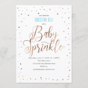 Rose gold, Boy, Modern, Baby Sprinkle Invitation