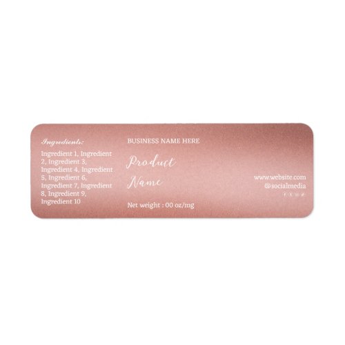 Rose Gold Brand Name Product Jar Product Label