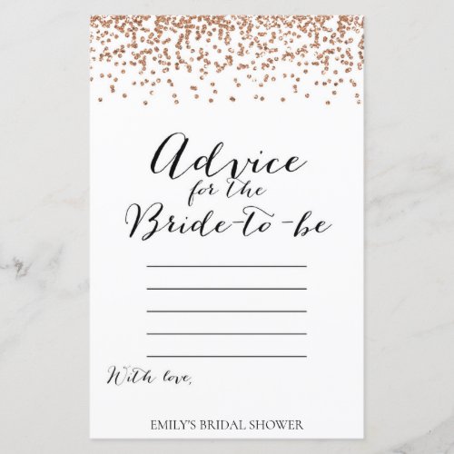 Rose Gold Brida Shower Game _ Advice Card