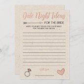 Rose Gold Bridal Shower Game- Date Night Ideas Invitation (Front/Back)