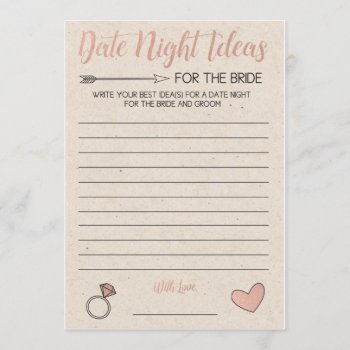Rose Gold Bridal Shower Game- Date Night Ideas Invitation by AestheticJourneys at Zazzle