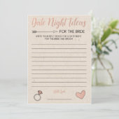 Rose Gold Bridal Shower Game- Date Night Ideas Invitation (Standing Front)