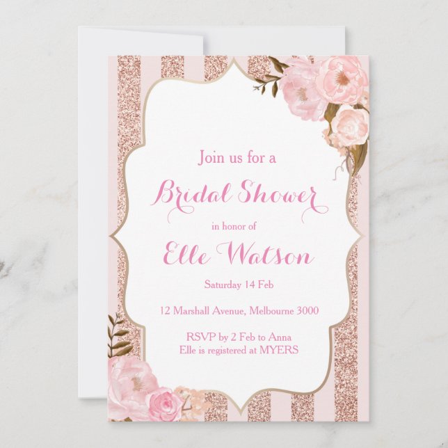 Rose Gold Bridal Shower Invitation (Front)