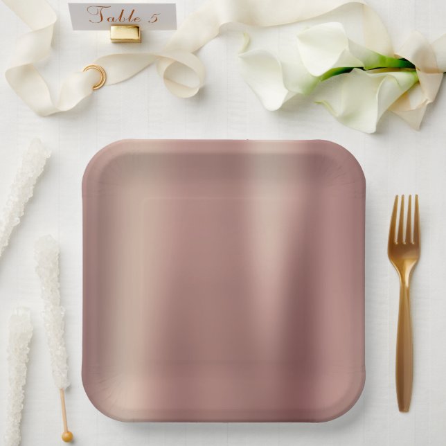 Rose Gold Bridal Shower Paper Plates (Wedding)