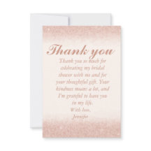 Rose Gold Bridal Shower Thank You Cards
