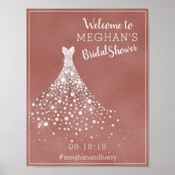 Rose Gold Bridal Shower Welcome Sign Wedding Gown by angela65 at Zazzle