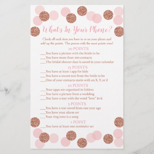 Rose Gold Bridal Whats In Your Phone Flyer