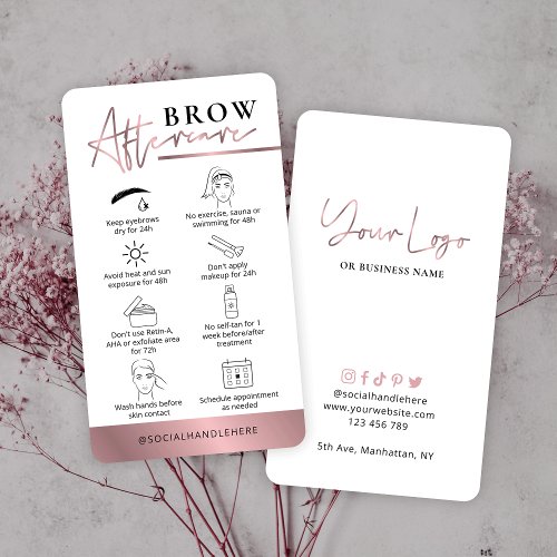 Rose Gold Brows Aftercare Salon Instructions Lux Business Card