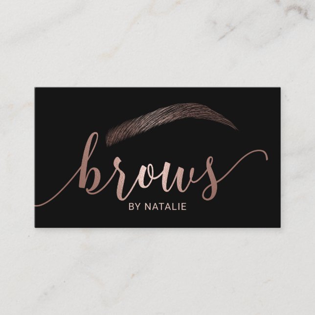 Rose Gold Brows Microblading Salon Typography Business Card