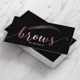 Rose Gold Brows Microblading Salon Typography Business Card