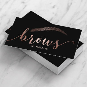 Rose Gold Brows Microblading Salon Typography Business Card