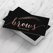 Rose Gold Brows Microblading Salon Typography Business Card at Zazzle