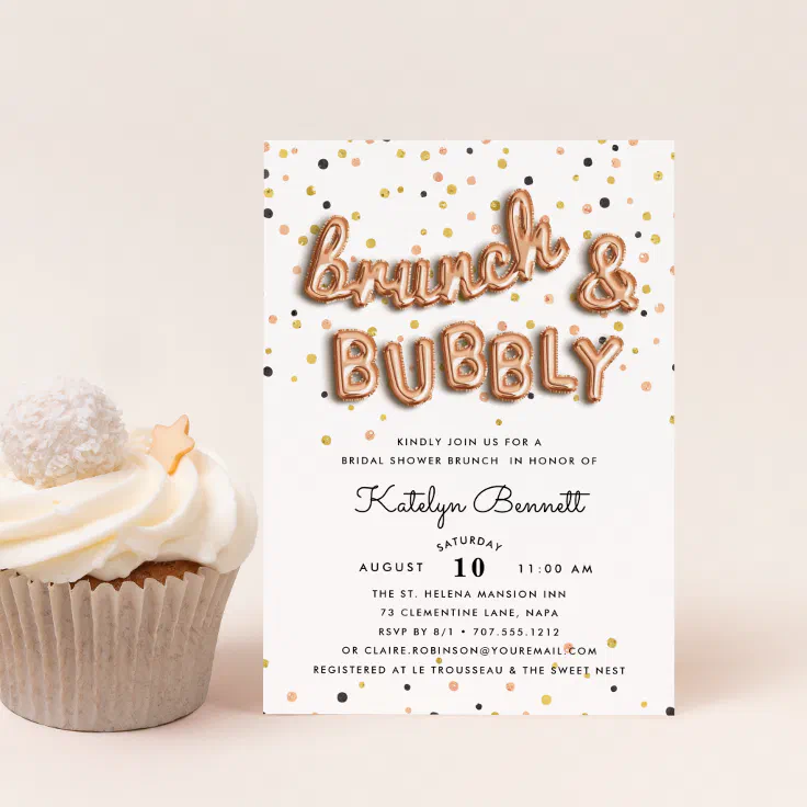 Rose Gold Brunch And Bubbly Bridal Shower Invitation Zazzle 6183