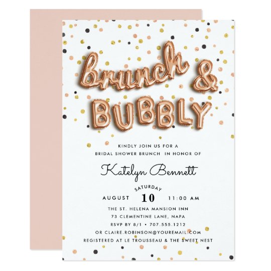 rose gold brunch bubbly bridal shower invitation zazzle com