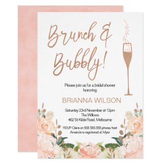 Rose Gold Brunch Bubbly Bridal Shower Invitation