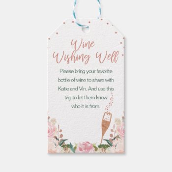 Rose Gold Brunch Bubbly Bridal Wine Wishing Well Gift Tags by figtreedesign at Zazzle