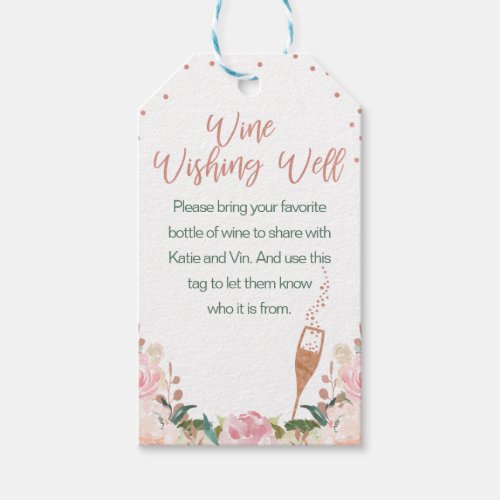 Rose Gold Brunch Bubbly Bridal Wine Wishing Well Gift Tags