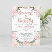 Rose Gold Brunch Bubbly Floral Bridal Invitation (Standing Front)
