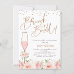 Rose Gold Brunch Bubbly Floral Bridal Shower Invitation<br><div class="desc">Rose Gold Brunch Bubbly Floral Bridal Shower Invitation This brunch and bubbly bridal shower invitation features two floral watercolor arrangements in shades of pink and a tall elegant champagne glass in a faux rose gold texture and pink colored watercolor. The heading is also in faux rose gold and is part...</div>