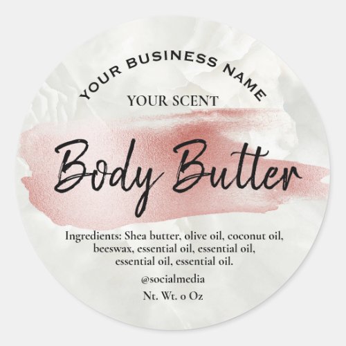 Rose Gold Brush Accent Marble Body Butter Labels