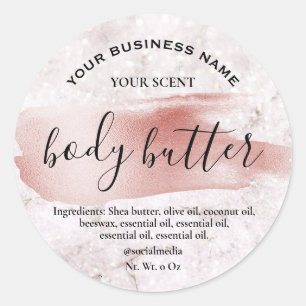 Rose Gold Brush Glitter Body Butter Labels
