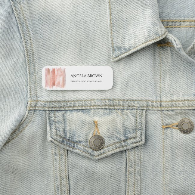 Rose Gold Brush Glitter Watercolor Ombre Elegant Name Tag