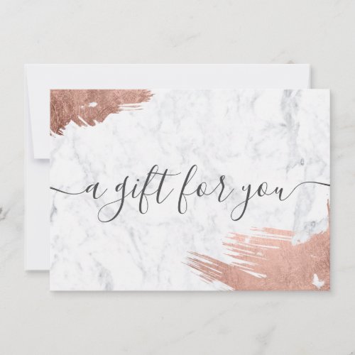 Rose gold brush marble elegant gift certificate