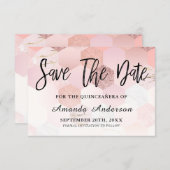 Rose Gold Brush Script  Quinceanera Save The Date (Front/Back)
