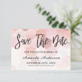 Rose Gold Brush Script  Quinceanera Save The Date (Standing Front)