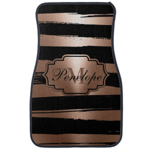 Rose Gold Brush Stripes Car Floor Mat