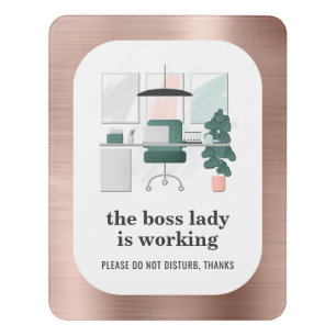 Rose Gold Brushed Metal Boss Lady Do Not Disturb Door Sign