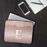 Rose Gold Brushed Metal Glitter Drips Monogrammed Laptop Sleeve<br><div class="desc">Dress your tech in elegance with our Rose Gold Brushed Metal Glitter Drips Monogrammed Laptop Sleeve! Personalize your sleeve with a white monogram against a backdrop of rose gold glitter dripping onto brushed metal. This fusion of style and texture adds a touch of glamour to your laptop protection. Elevate your...</div>