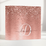 Rose Gold Brushed Metal Glitter Monogram Name 3 Ring Binder<br><div class="desc">Easily personalize this trendy chic binder design featuring pretty rose gold sparkling glitter on a rose gold brushed metallic background.</div>