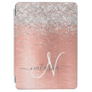 Rose Gold Brushed Metal Glitter Monogram Name iPad Air Cover Rose Gold Brushed Metal Glitter Monogram Name iPad Air Cover