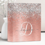 Rose Gold Brushed Metal Glitter Monogram Name Mini Binder<br><div class="desc">Easily personalize this trendy chic binder design featuring pretty silver sparkling glitter on a rose gold brushed metallic background.</div>